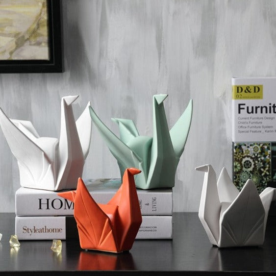 Statuette grue en origami