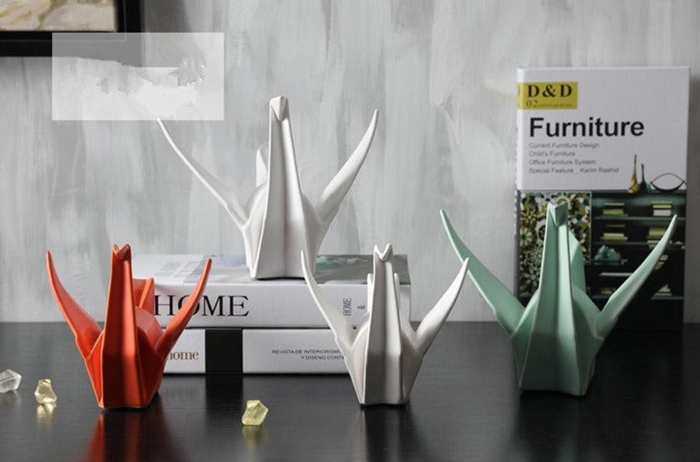 Statuette grue en origami