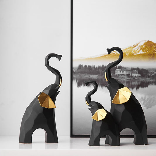 Statuettes famille d'éléphants