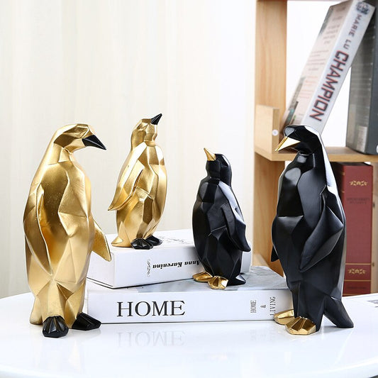Statuette pingouin bicolore