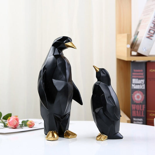 Statuette pingouin bicolore