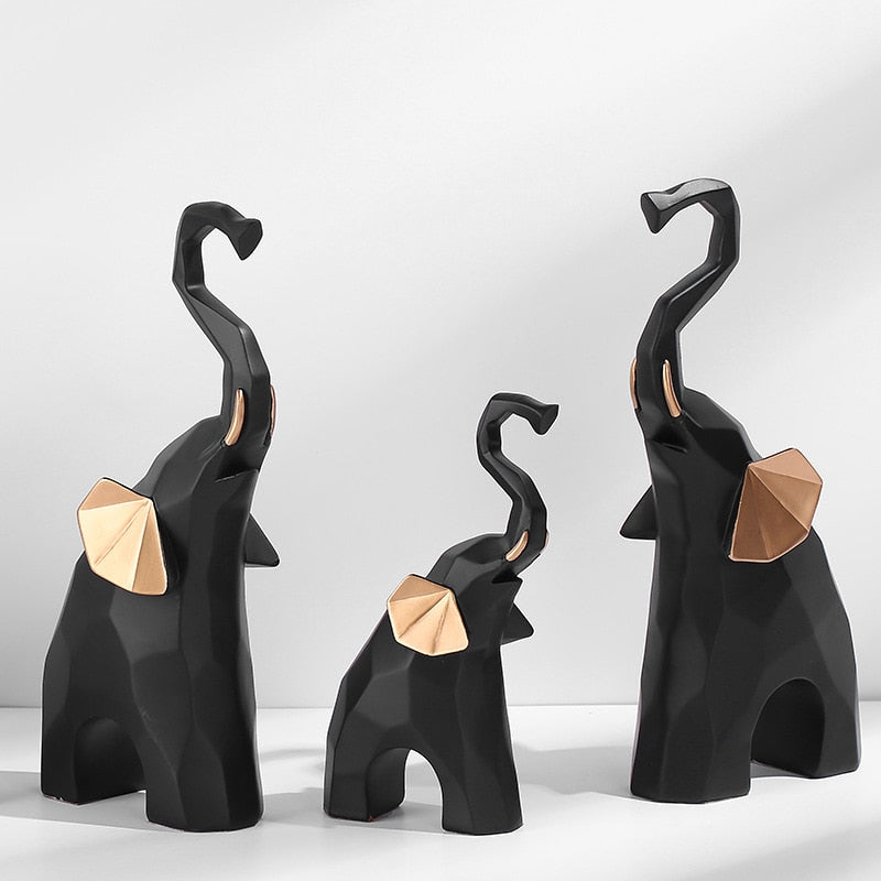 Statuettes famille d'éléphants