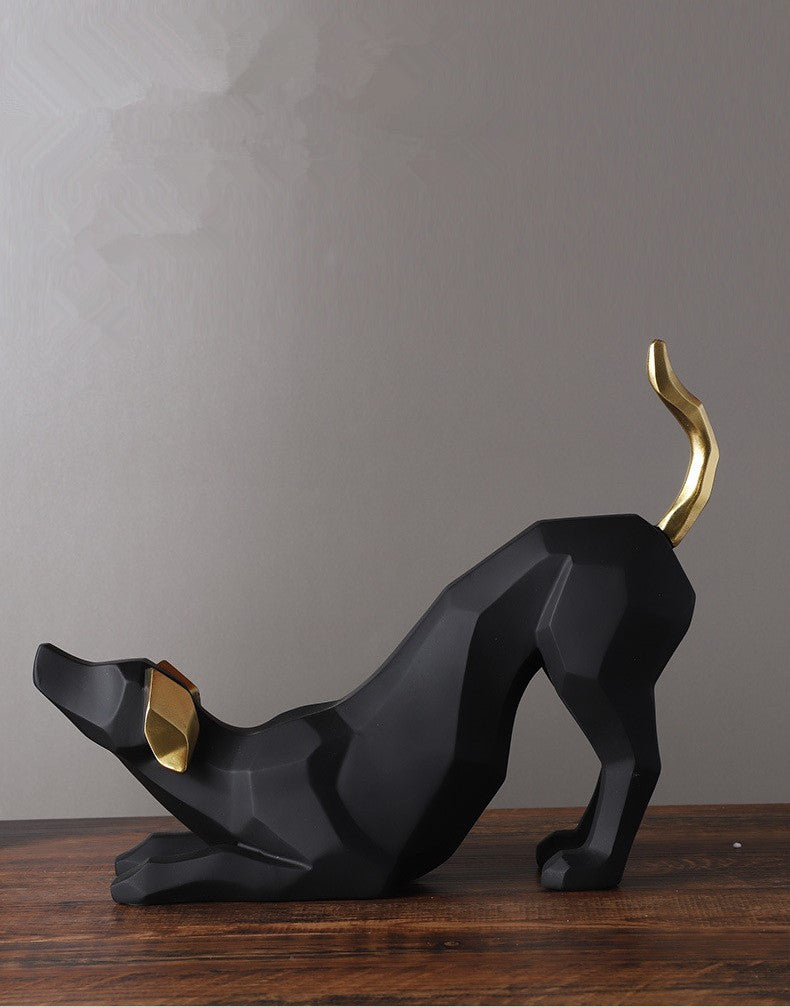 Statuette chien heureux