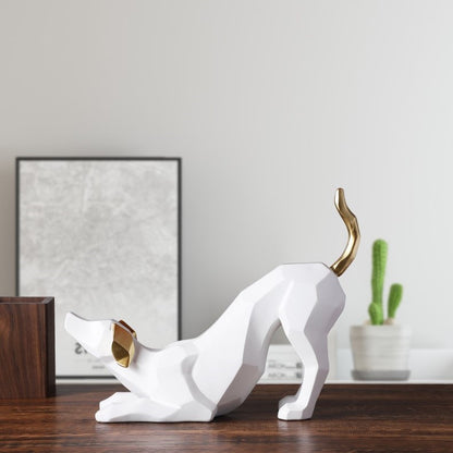 Statuette chien heureux